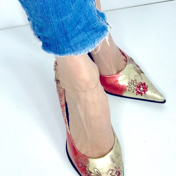 Handpainted Leather w/Beads & Sequins Italian Leather Shoes❤️Perfectly gorgeous - Picture 7 of 13